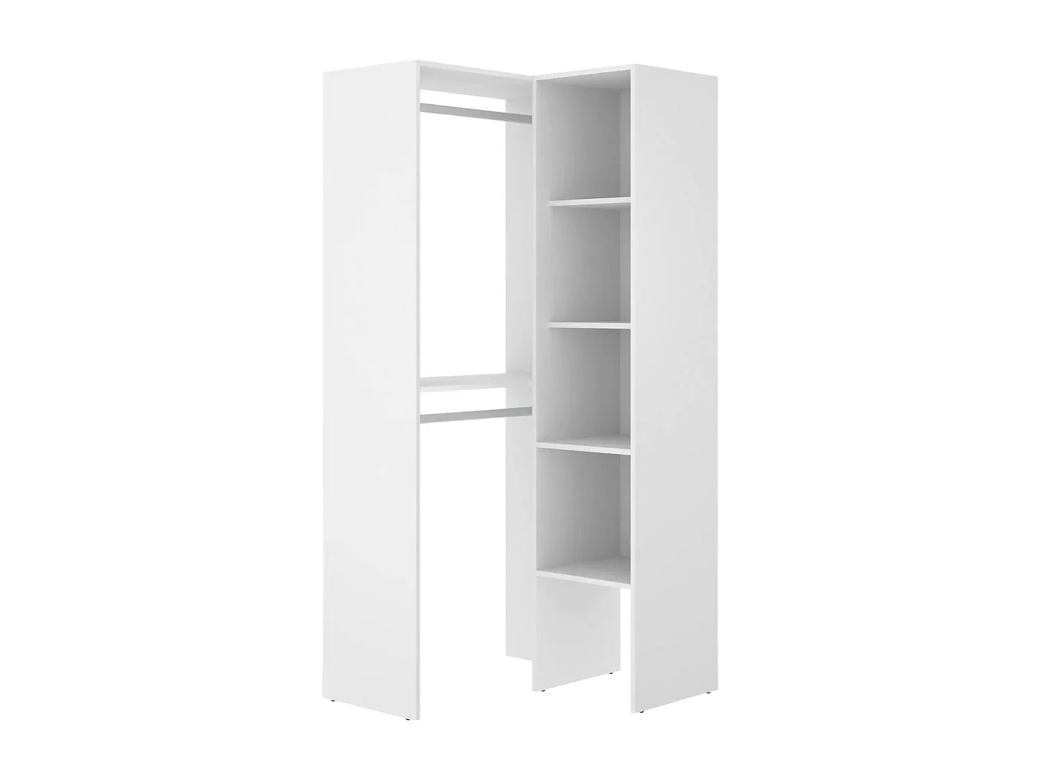 Eckkleiderschrank Struktur, Offene Garderobenlösung, Weiß, 79x88x186 cm