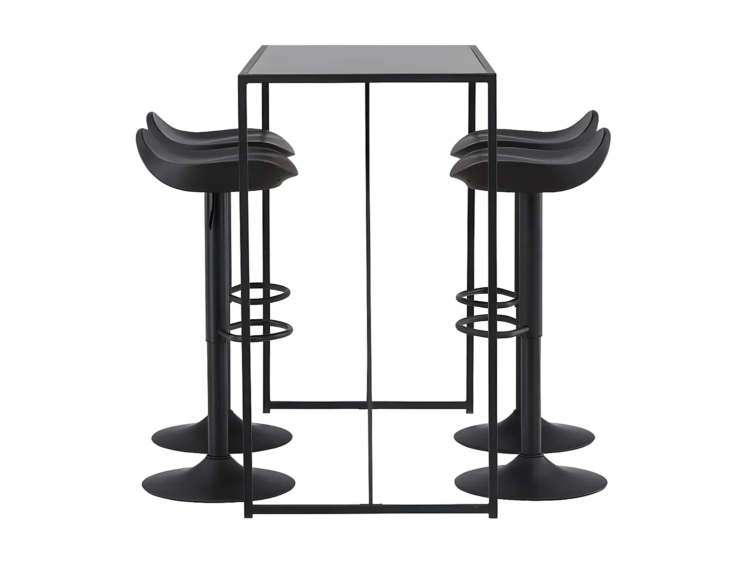 Moderner Bartisch mit 4 Barhockern, schwarz