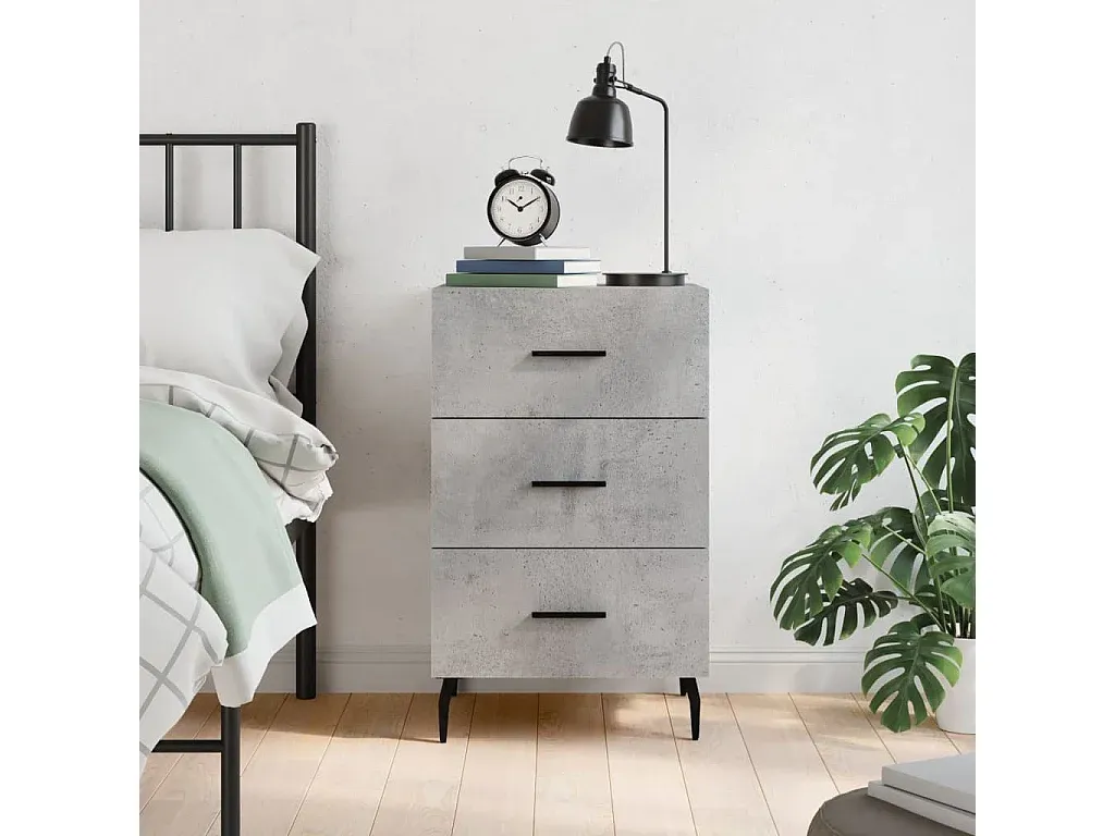 Moderner Nachttisch in Grau mit Holzoptik, 40x40x66 cm