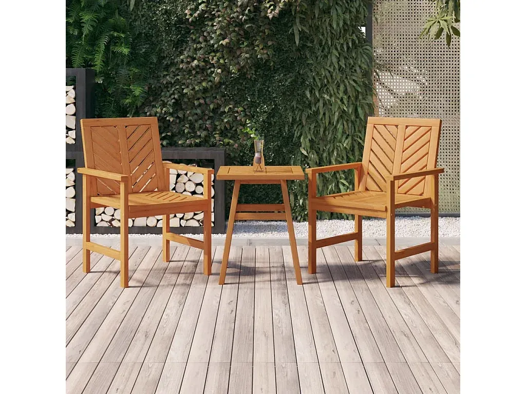Garten-Lounge-Set aus Akazienholz mit Sofa und Tisch, 3-teilig