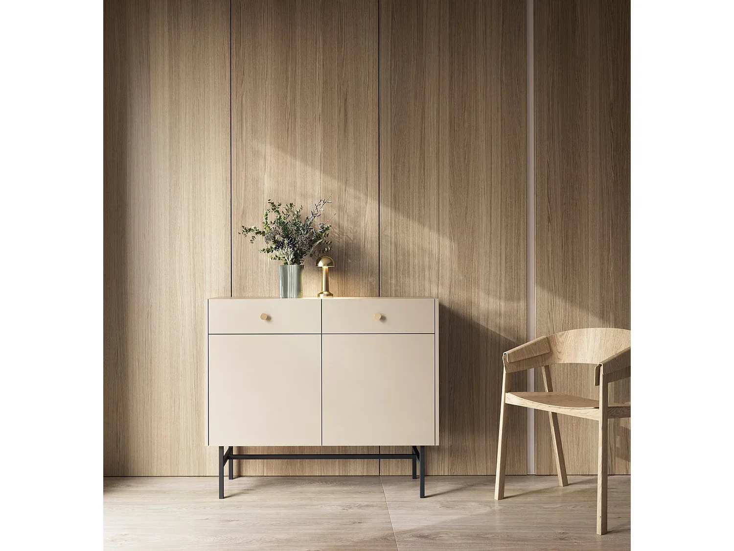 2-türiges Sideboard in Greige, 104 cm