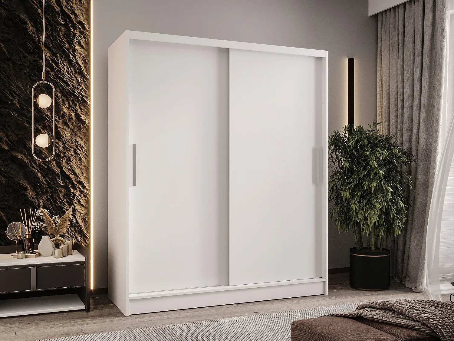 Moderner zweitüriger Schiebeschrank in Weiß