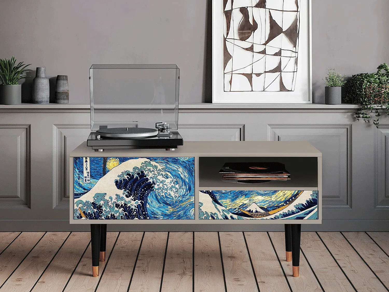 Moderner Fernsehtisch mit Stauraum - 115x59x48 cm