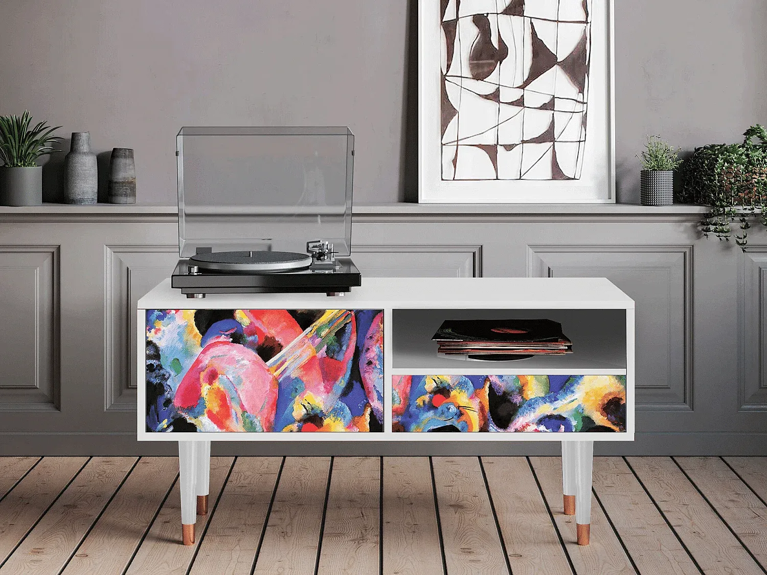 Moderner TV-Schrank in Weiß, 115x59x48 cm