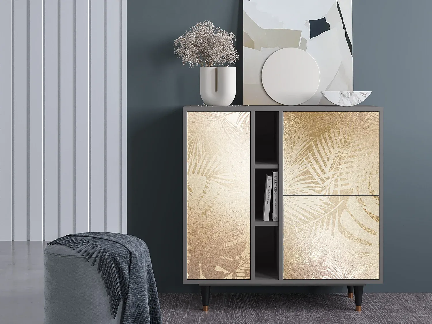 Großes modernes Sideboard in Grau, 94x96x41 cm