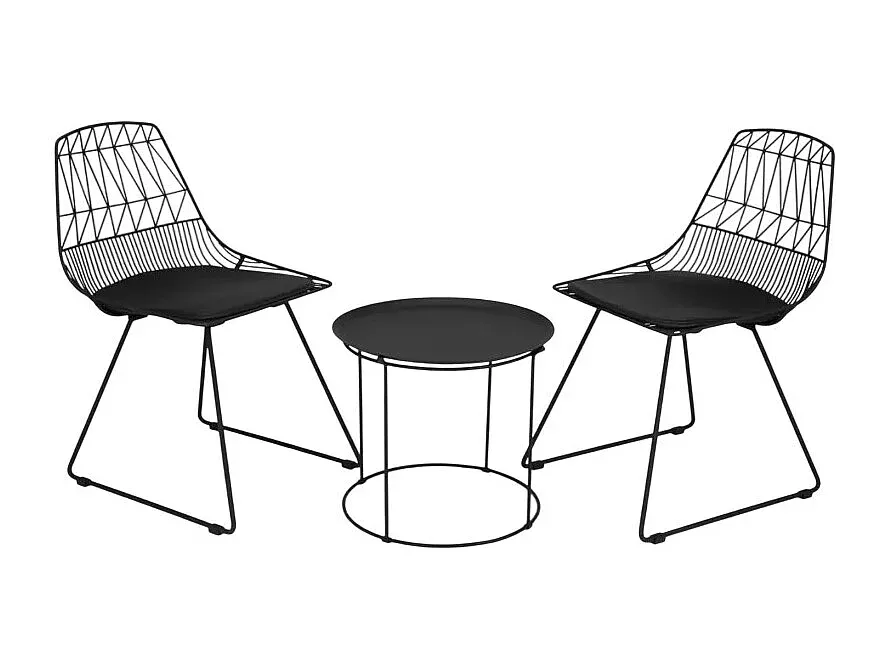 Moderner Tisch und Stuhl-Set für innen und außen, robustes Design, schwarz