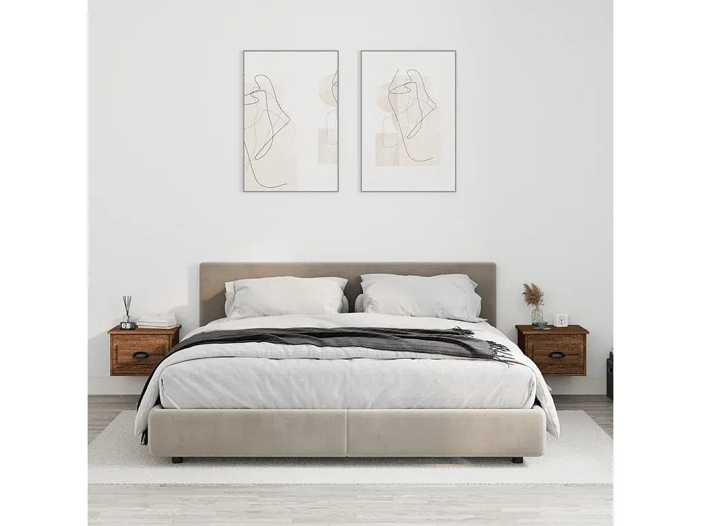 Set aus 2 Wand-Nachttischen in Eichenoptik