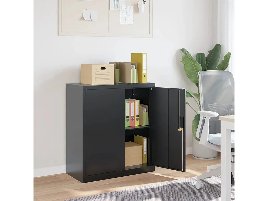 Metallschrank mit Regalen in Anthrazit