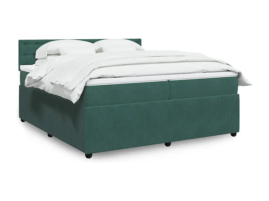 Elegantes Samt-Boxspringbett Dunkelgrün 200x200 cm mit Matratze