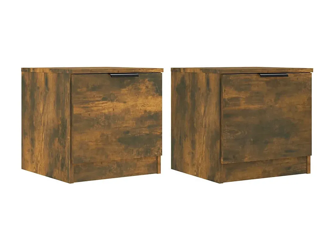 Nachttische im Set, Räuchereiche, 40x39x40 cm