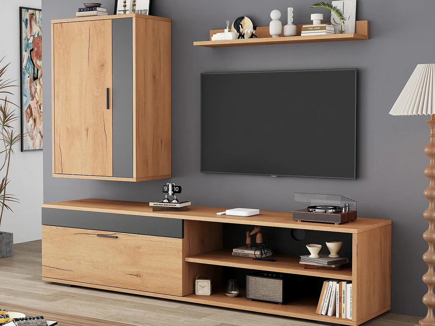 Moderne Wand-TV-Kombination mit Stauraum