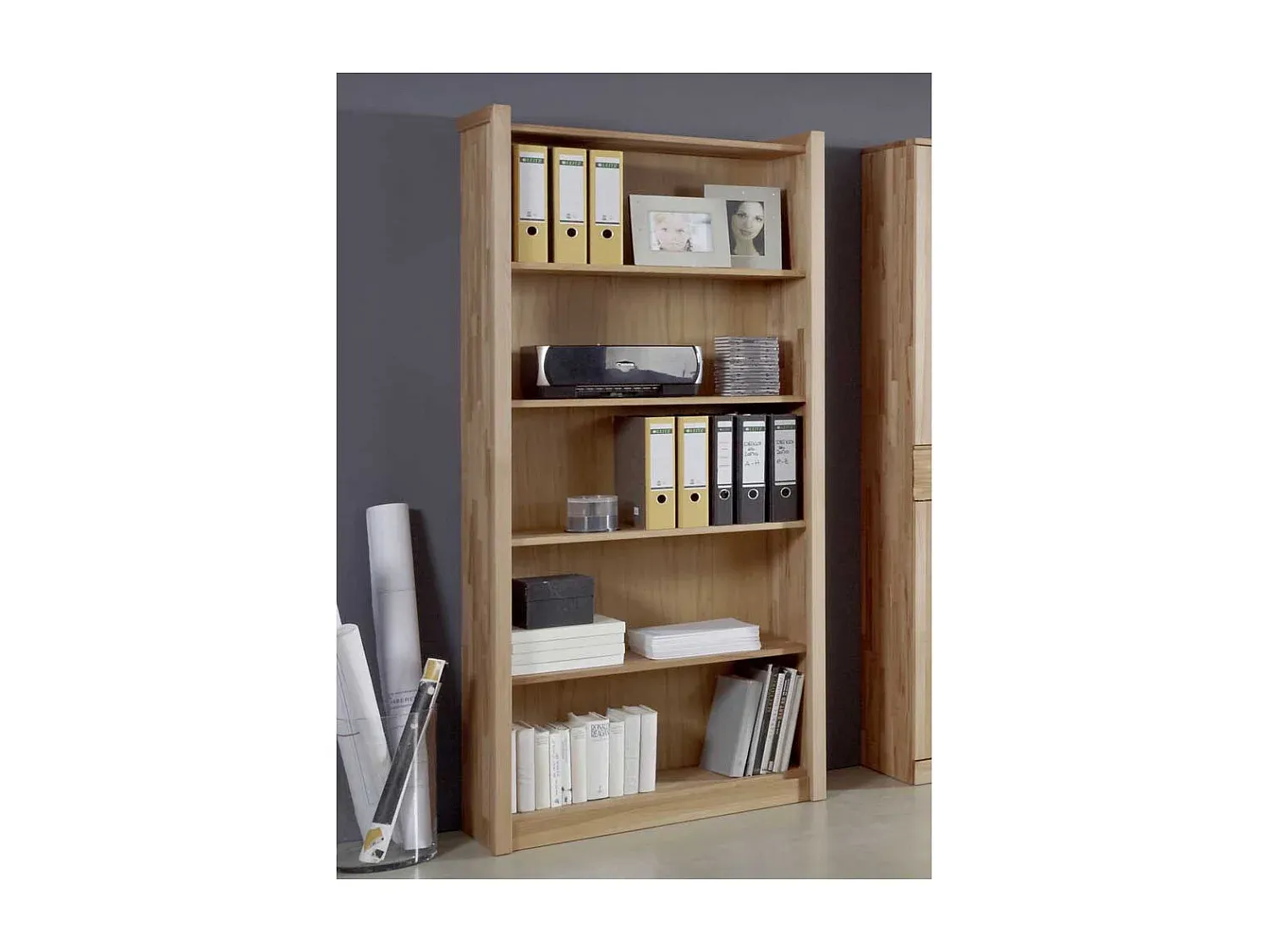 Massivholz Bücherregal aus Kernbuche, 200 cm Höhe