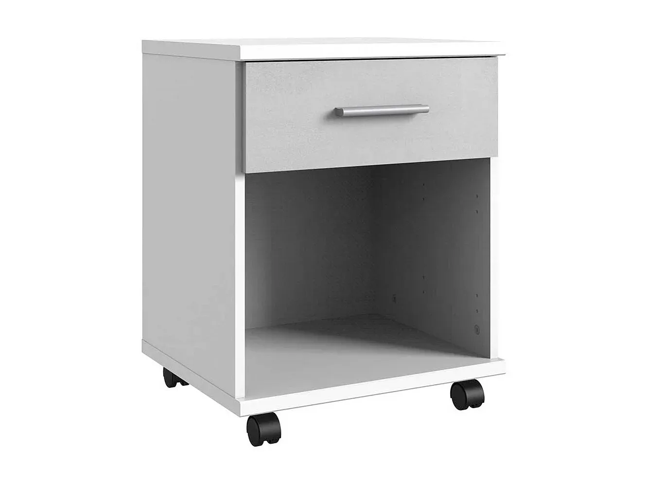 Moderner Rollcontainer in Betonoptik, Lichtgrau, 58 cm hoch