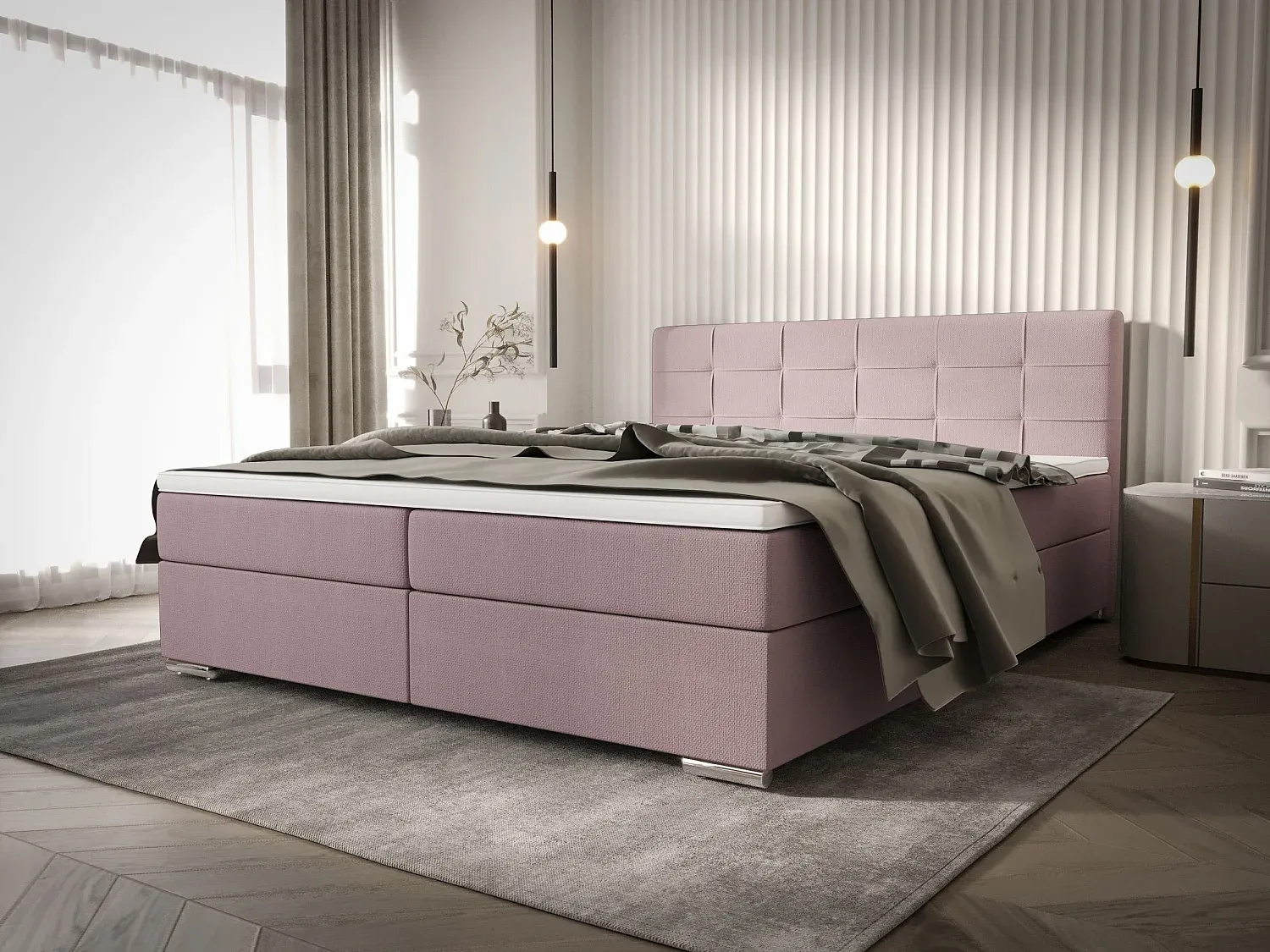 Luxuriöses Boxspringbett mit Stauraum und Topper 180x200 cm