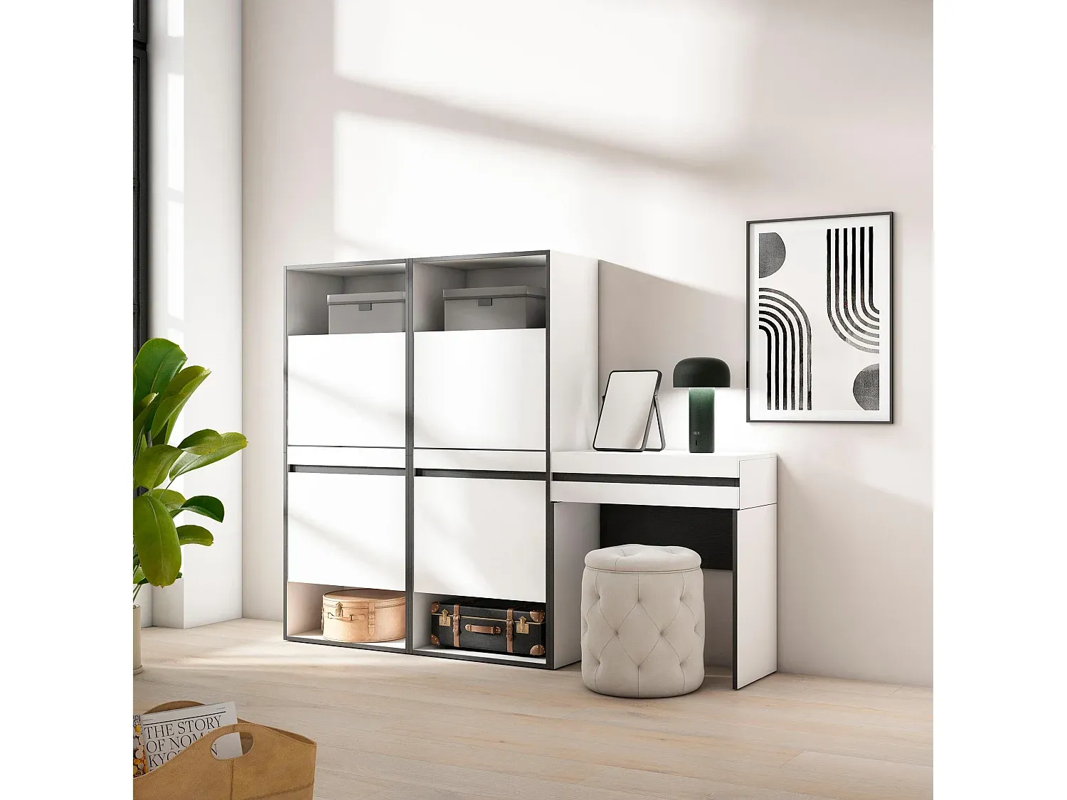 Großes Schuhregal für Schlafzimmer in Weiß