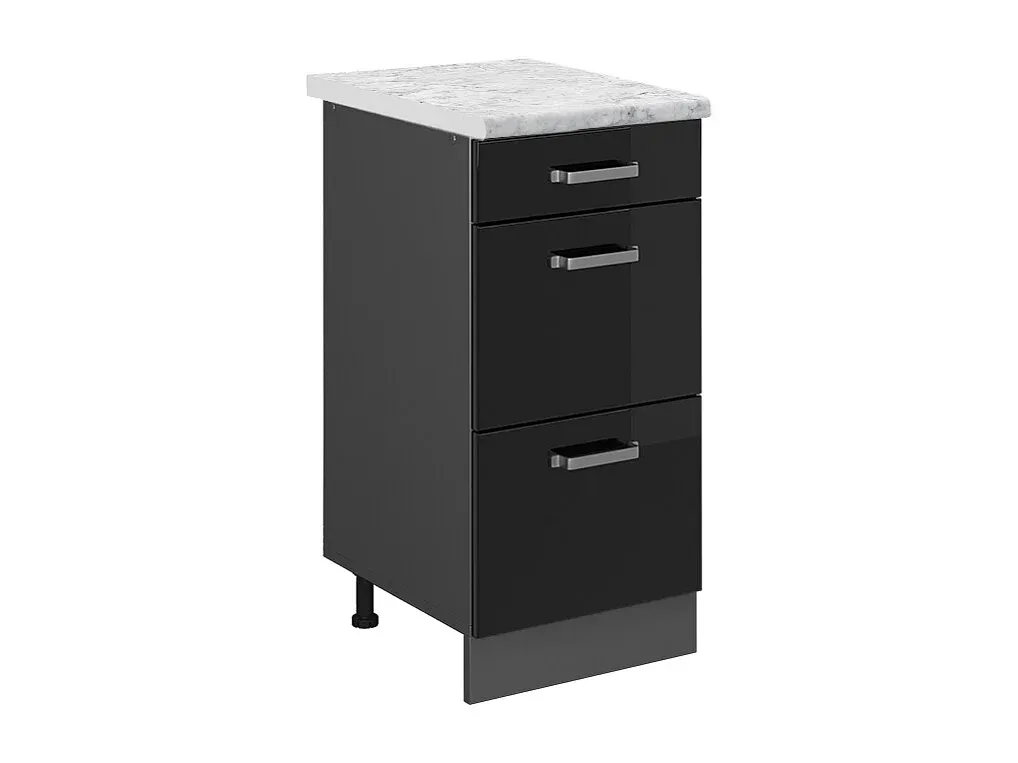 Moderner Hochglanz-Küchenschrank in Schwarz