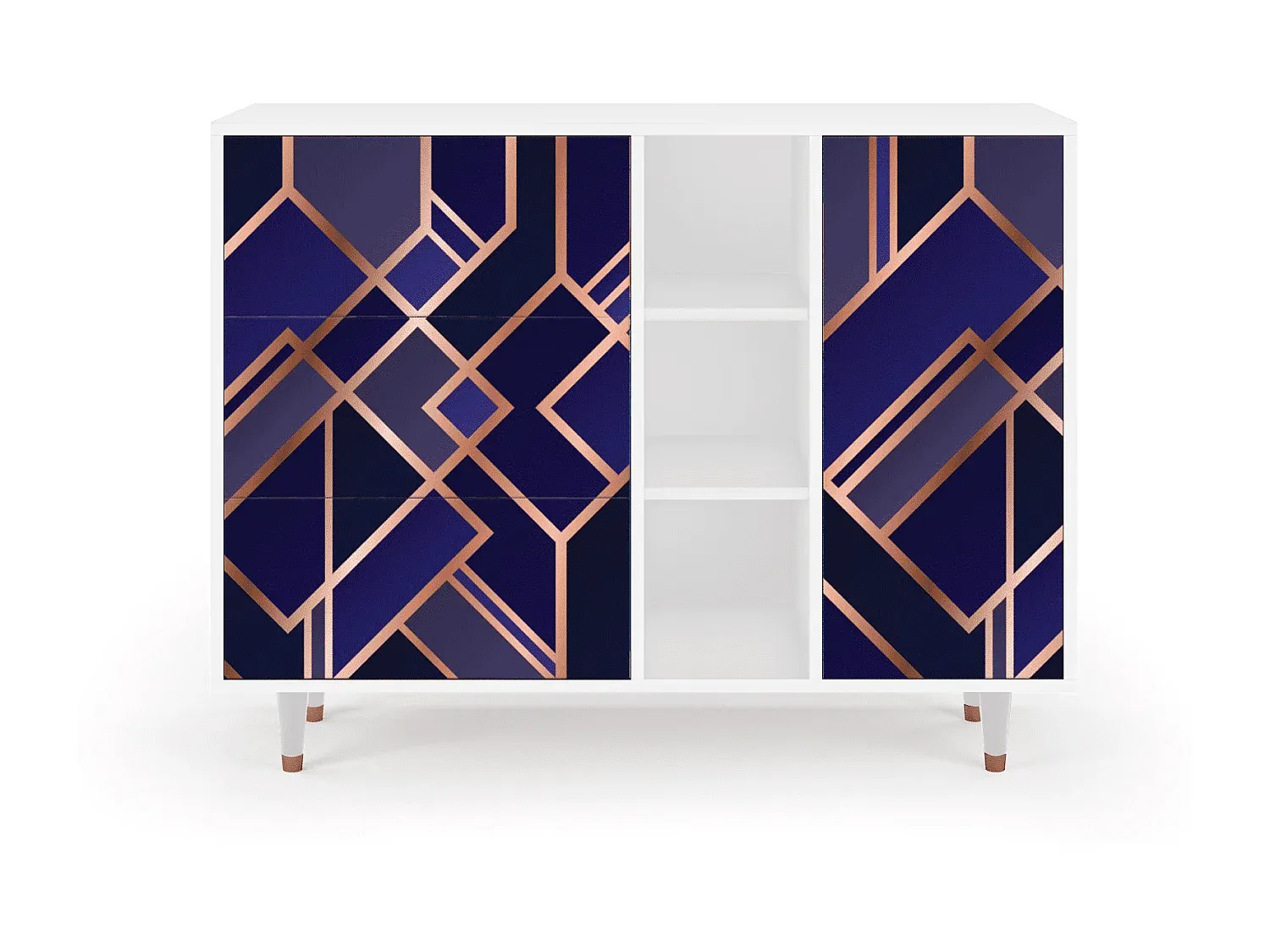 Moderner Sideboard mit Stauraum, Aquamarin-Weiß