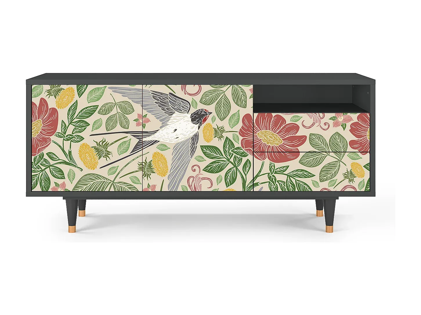 Moderner TV-Schrank in Anthrazit - Kompakte Größe 125x56x41 cm