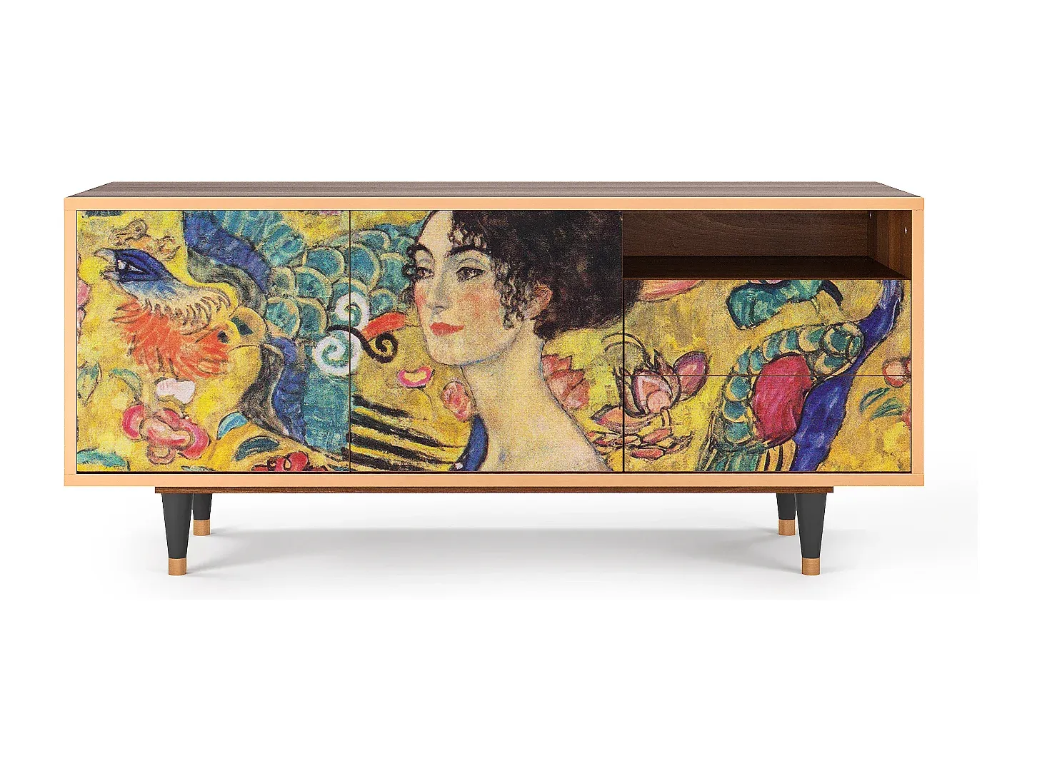 TV-Schrank mit Klimt-Motiv, Walnuss
