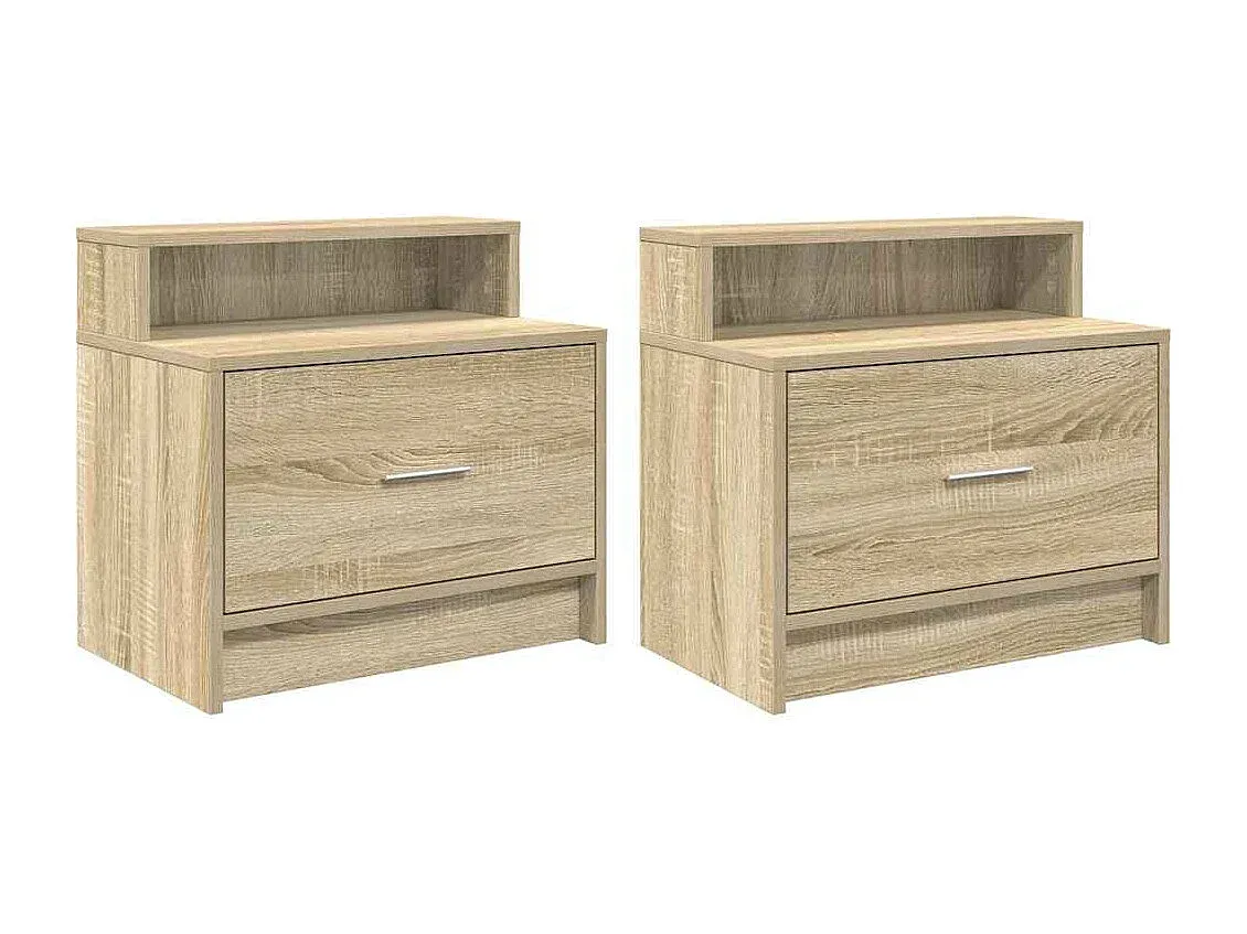 Zweier-Set Nachttische mit Schubladen 51x31x47 cm Sonoma-Eiche