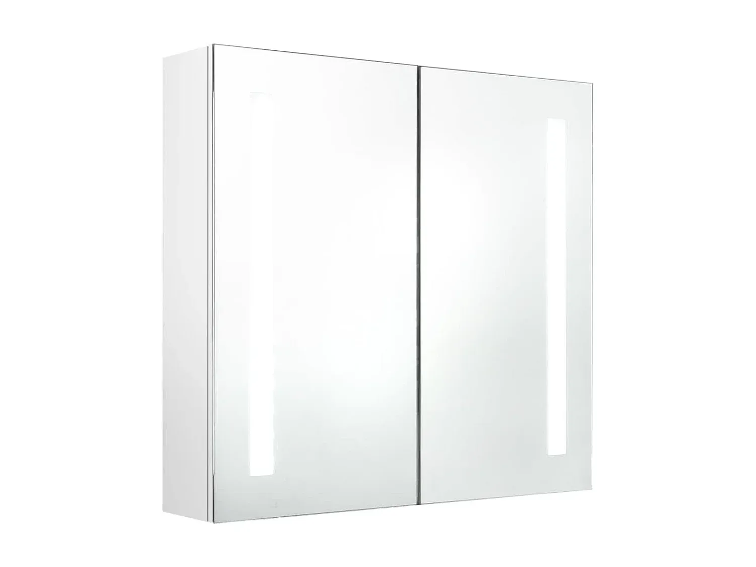 Moderner LED-Badspiegelschrank 62x14x60 cm Weiß Hochglanz