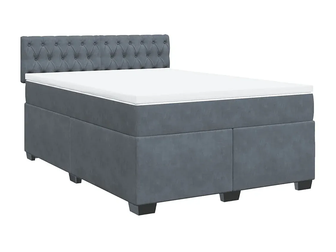 Komfortables Boxspringbett in Dunkelgrau 140x190 cm Samtbezug