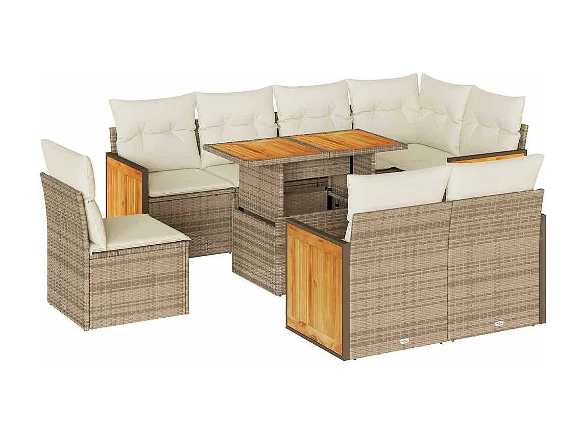 Moderne Gartenmöbel Lounge Set mit Kissen Beige