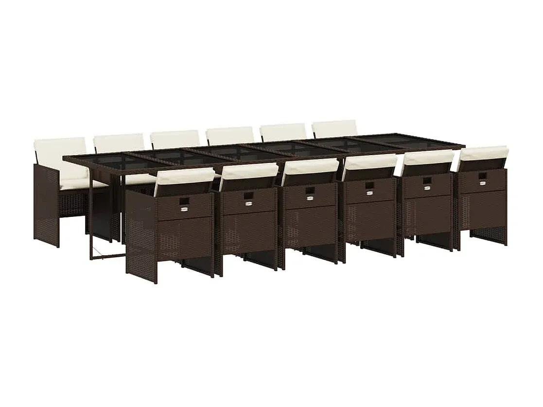 Moderner Garten-Essgarnitur mit Kissen in Braun