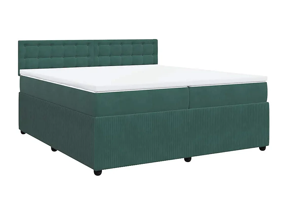 Elegantes Samt-Boxspringbett Dunkelgrün 200x200 cm mit Matratze
