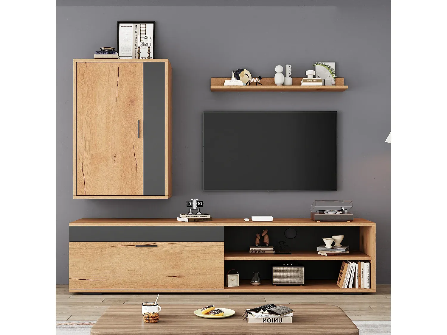 Moderne Wand-TV-Kombination mit Stauraum