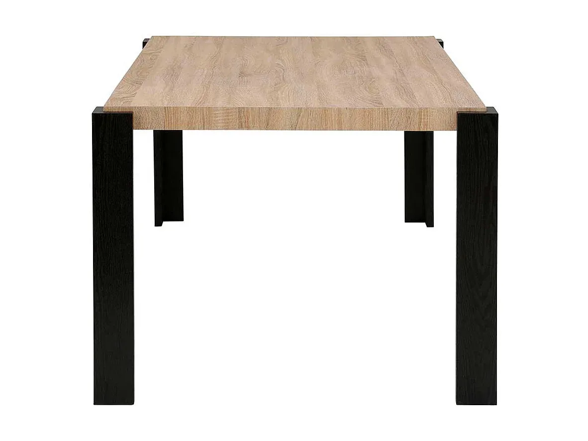 Moderner Esstisch in Eiche und Schwarz, 76 cm Höhe