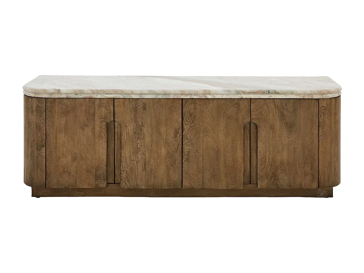 Massivholz TV-Schrank mit Marmordetails