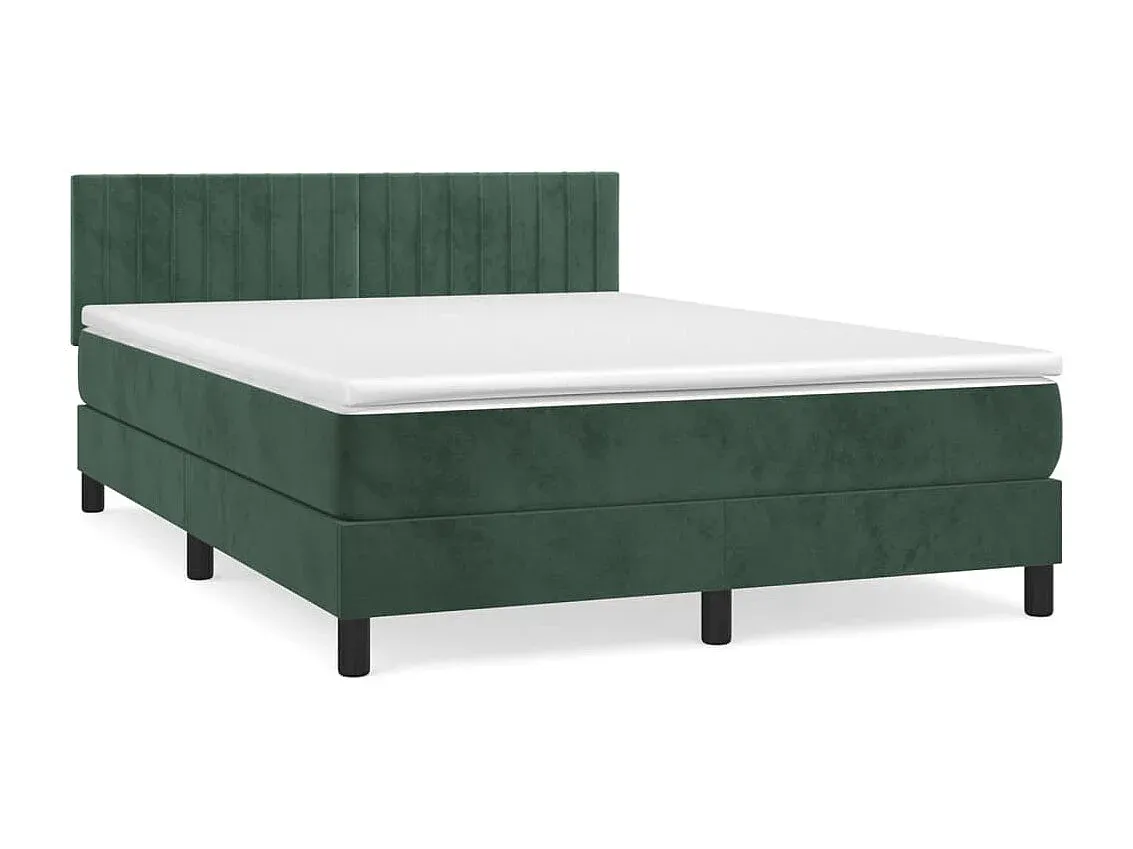 Elegantes Boxspringbett mit Matratze in Dunkelgrün 140x190 cm