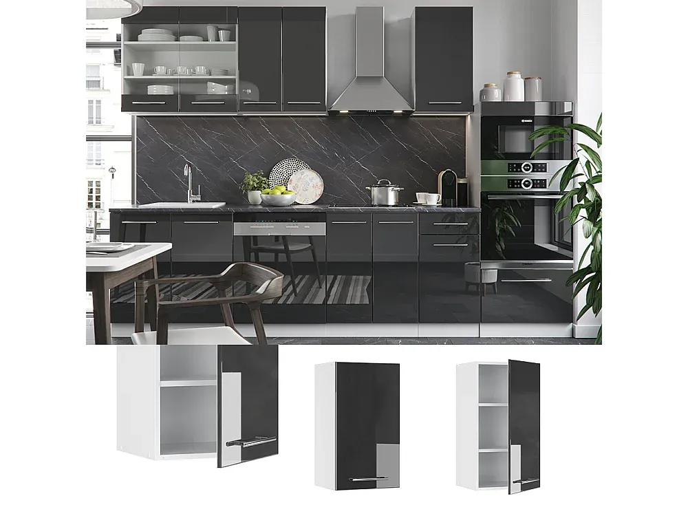 Hängeschrank hochglänzend anthrazit 40x34x72 cm