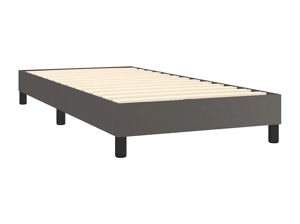 Grau Kunstleder Boxspringbett mit Matratze 90x200 cm