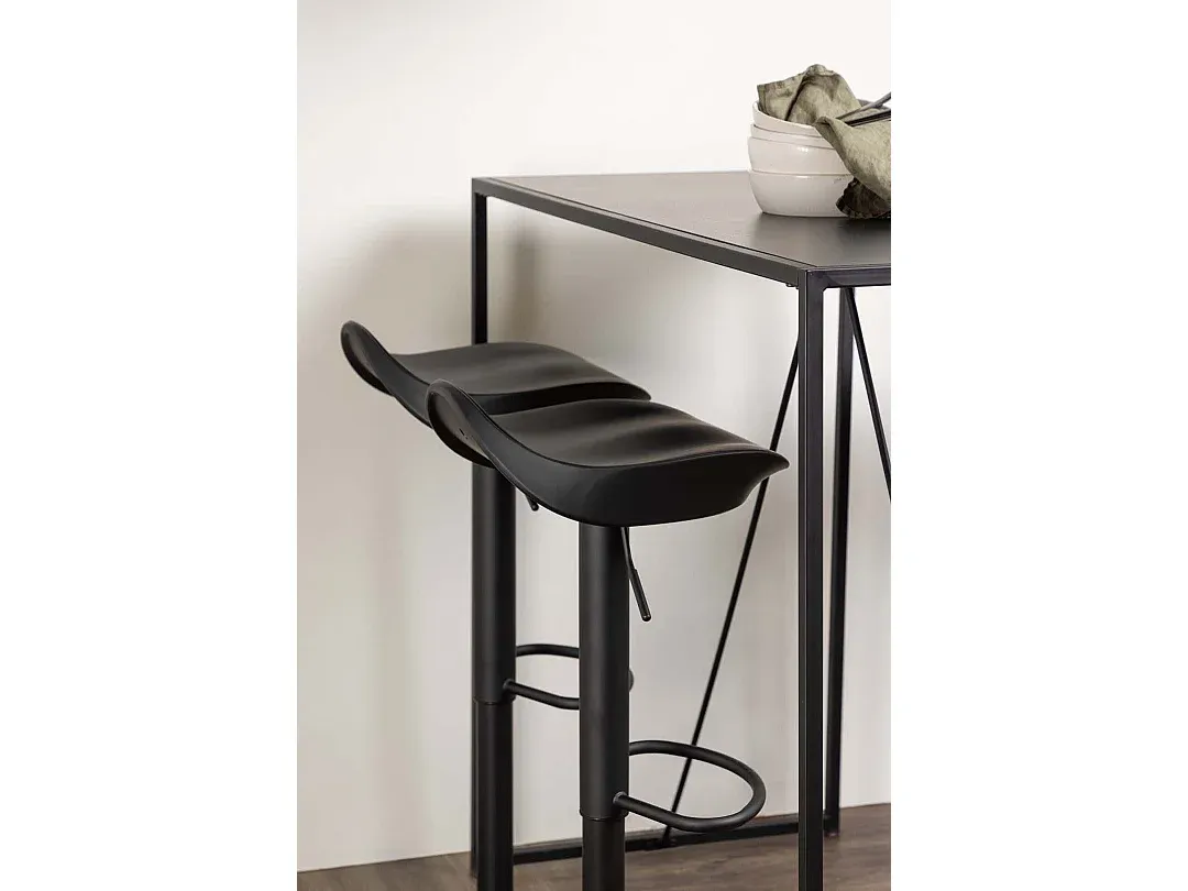 Moderner Bartisch mit 4 Barhockern, schwarz