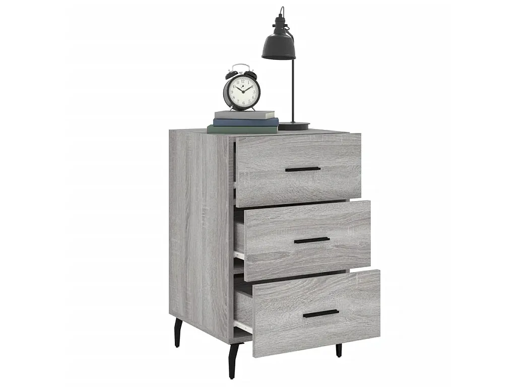 Moderner Nachttisch in Grau mit Holzoptik, 40x40x66 cm