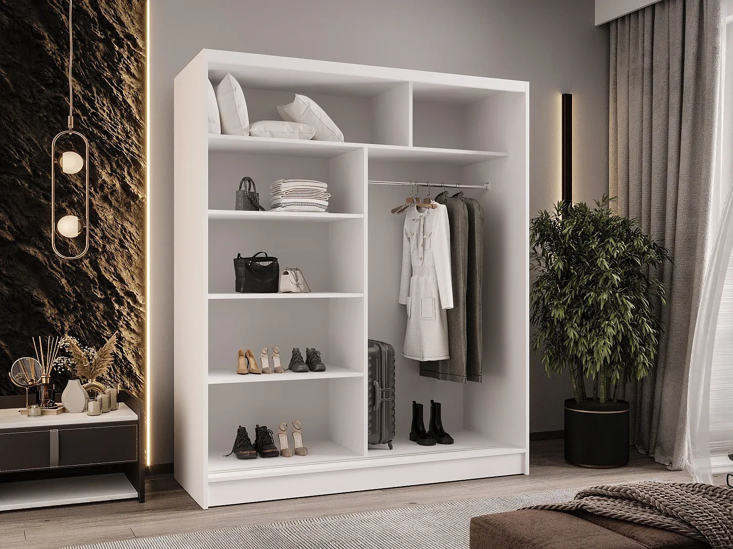 Moderner zweitüriger Schiebeschrank in Weiß