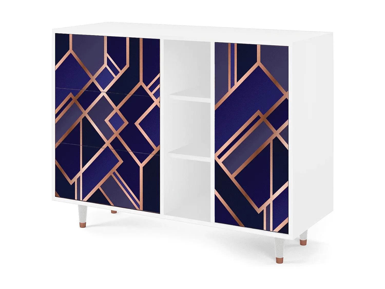 Moderner Sideboard mit Stauraum, Aquamarin-Weiß