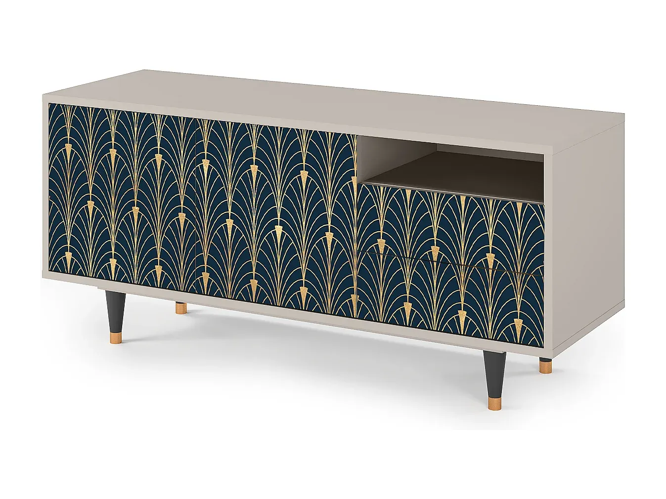 TV-Schrank mit Stauraum in Sand, 125x56x41 cm