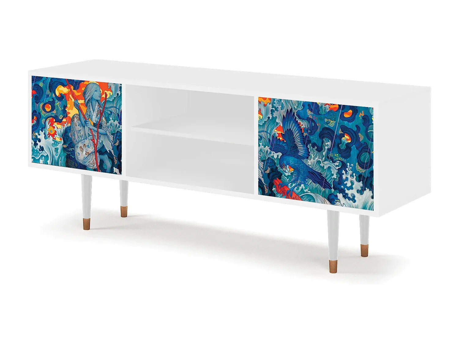 Stilvolles TV-Möbel in Weiß, 170x69x48 cm