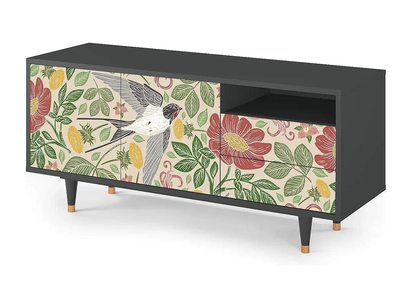 Moderner TV-Schrank in Anthrazit - Kompakte Größe 125x56x41 cm