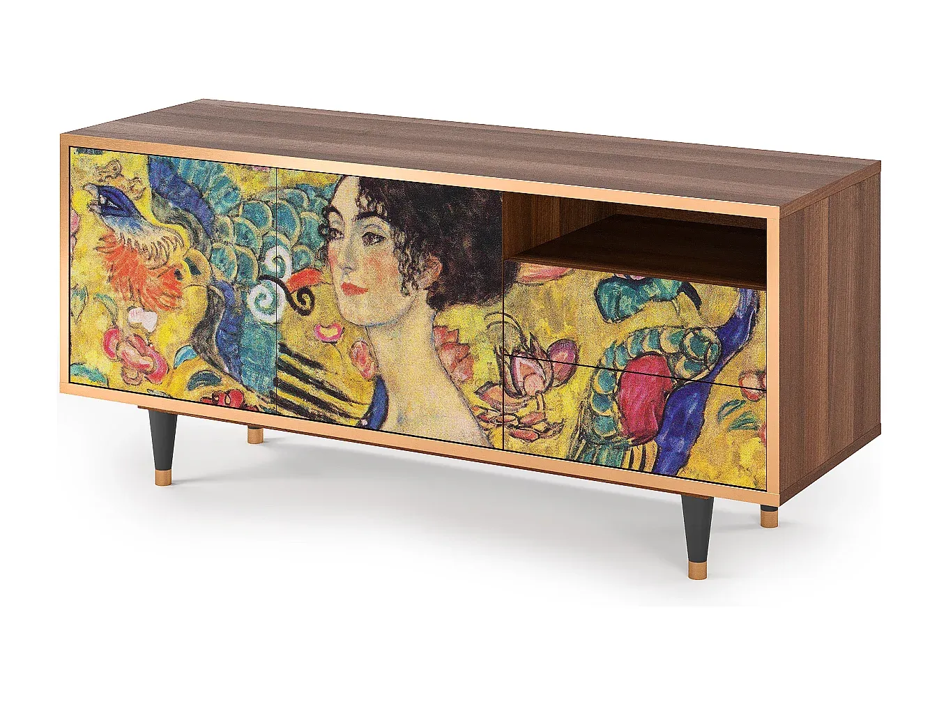 TV-Schrank mit Klimt-Motiv, Walnuss