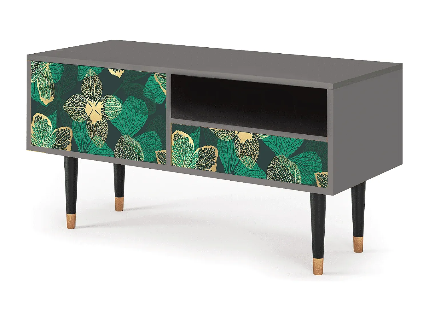 Moderner TV-Schrank mit Blumendesign, Grau
