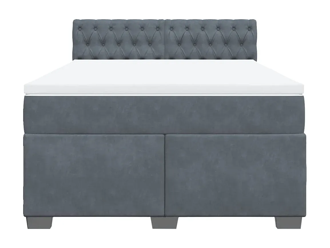Komfortables Boxspringbett in Dunkelgrau 140x190 cm Samtbezug