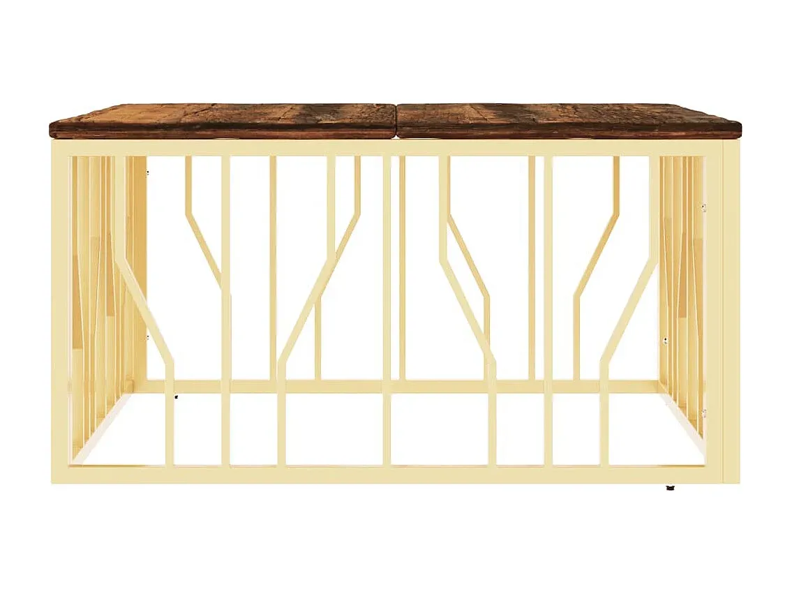 Eleganter Wohnzimmertisch aus Metall und recyceltem Holz