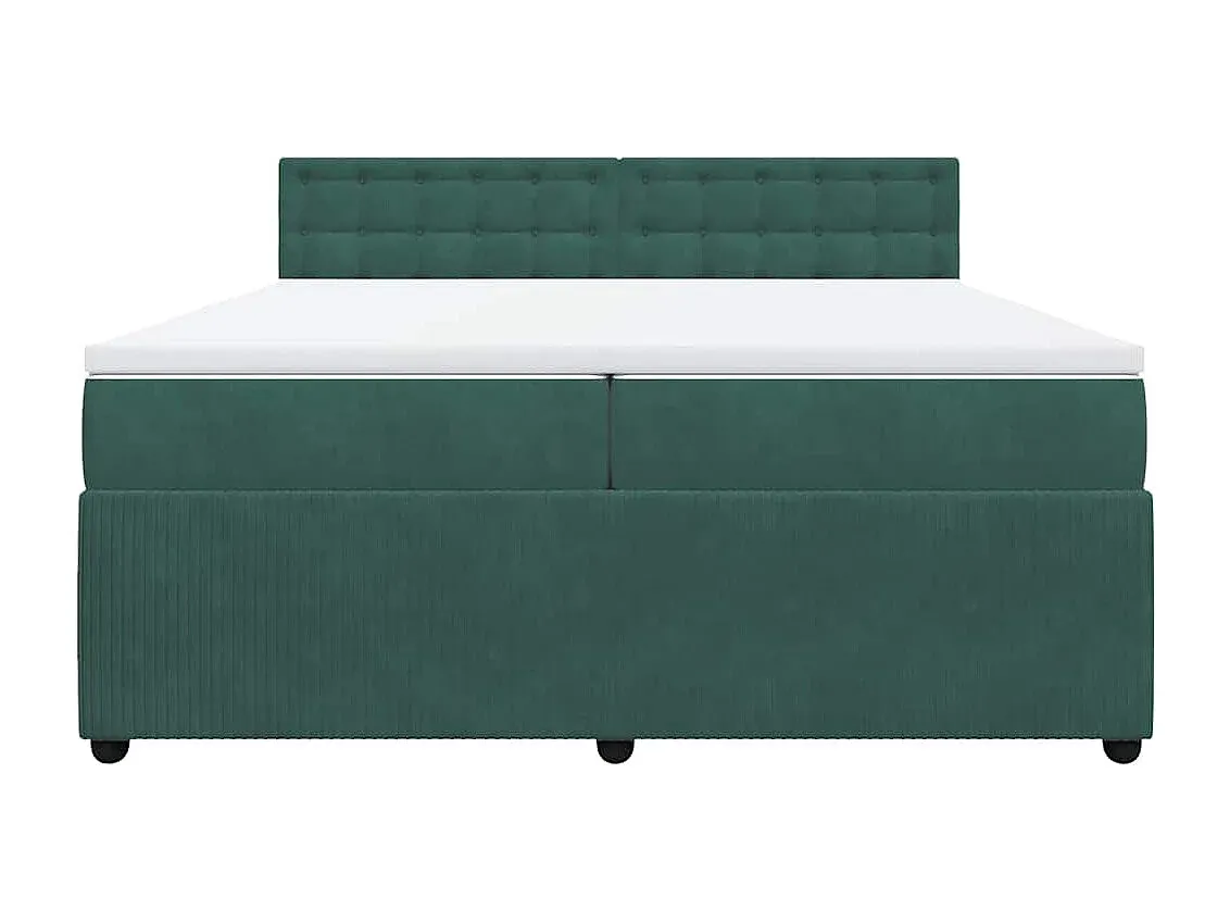 Elegantes Samt-Boxspringbett Dunkelgrün 200x200 cm mit Matratze