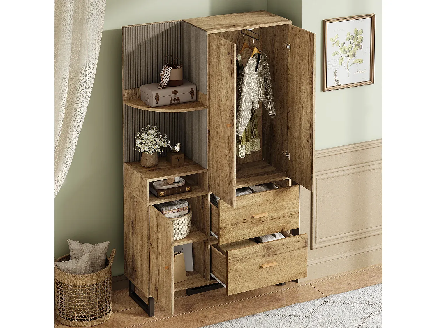 Kompaktes Garderobenmöbel mit Stauraum