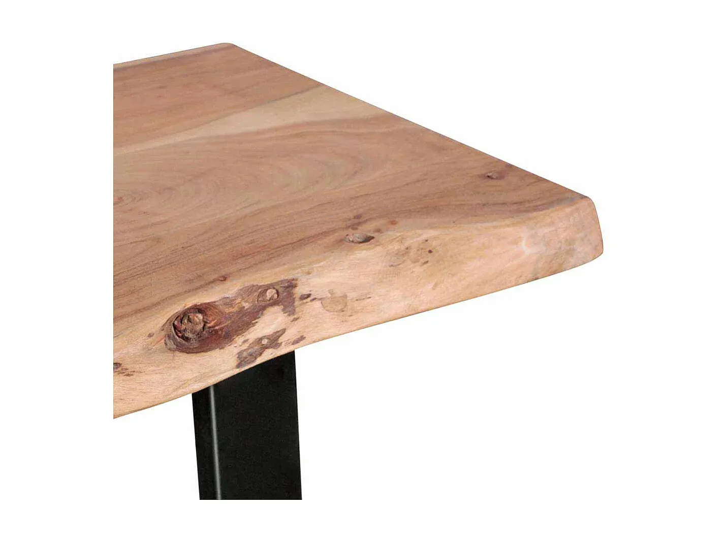 Konsolentisch aus Akazienholz mit schwarzem Metallgestell