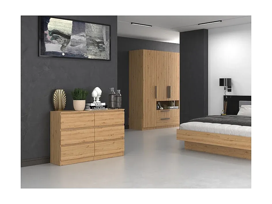 Moderne Kommode mit 6 Schubladen, 120x30x75 cm